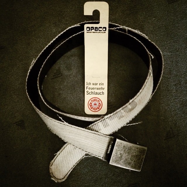 Recycling - my new belt, was once a fire hose.