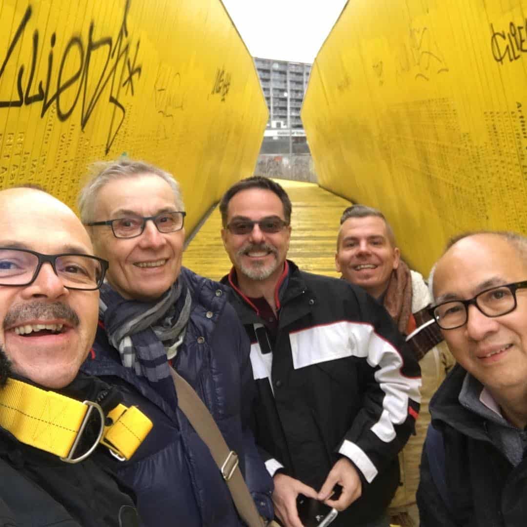 Selfie time with friends on the yellow bridge