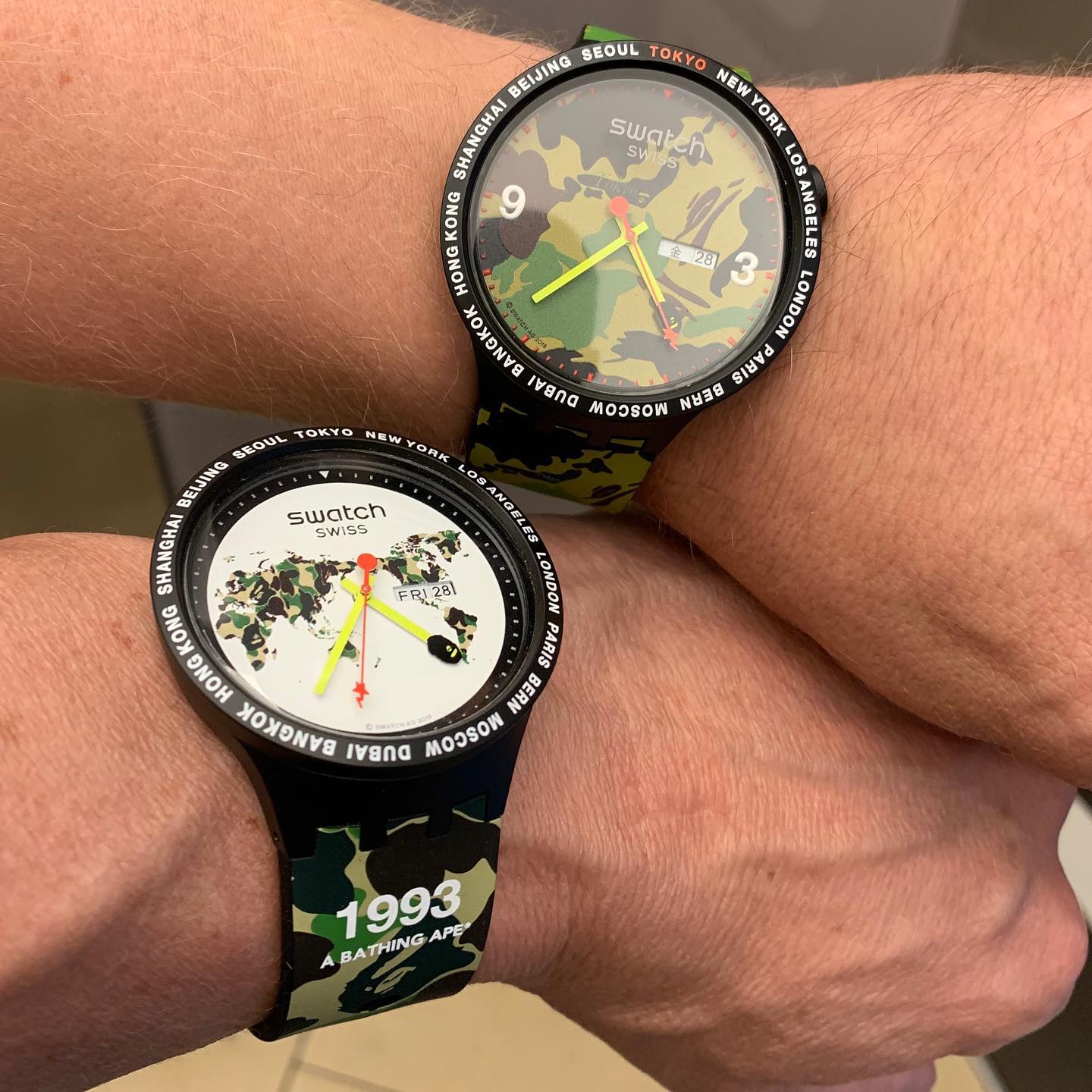 Swatch watches of the day BIG BOLD BAPE THE WORLD &  BIG BOLD BAPE TOKYO EDITION